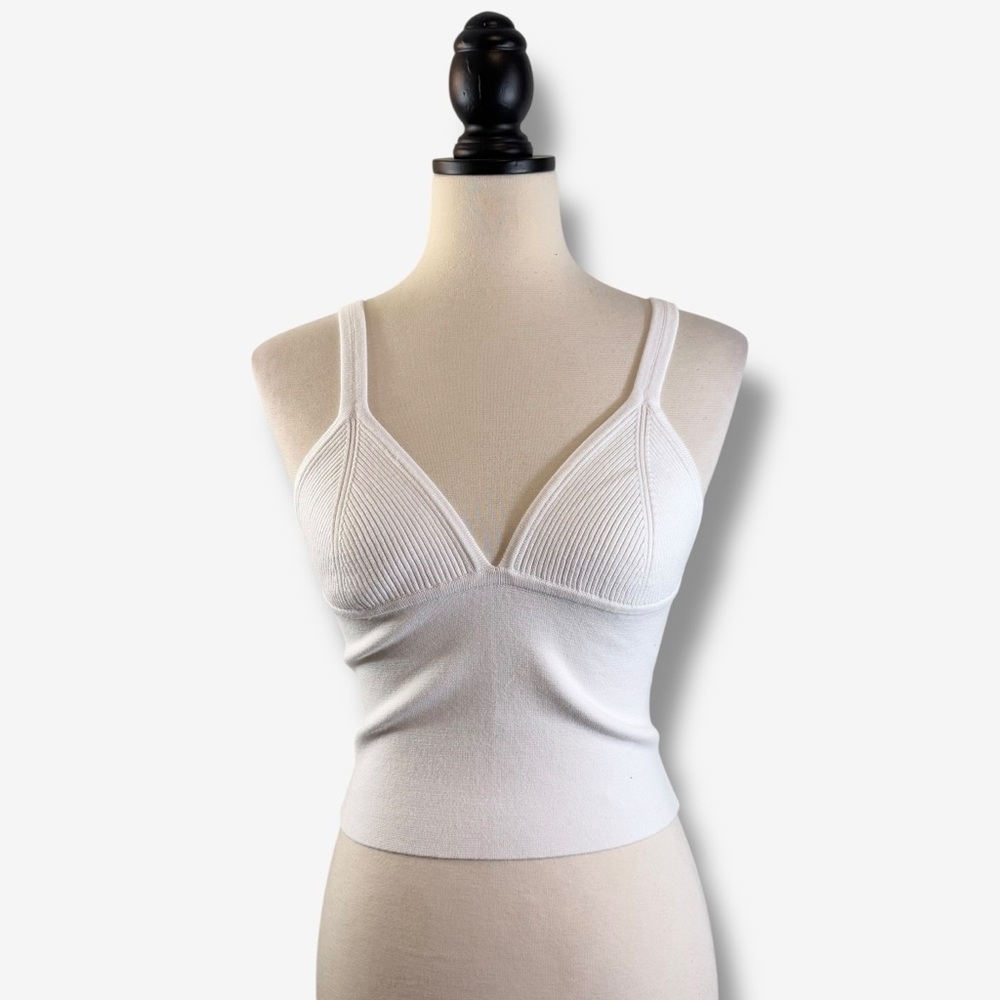 Intimately Free People Teagan Swit Cami Size S White Ribbed V-Neck Open Back